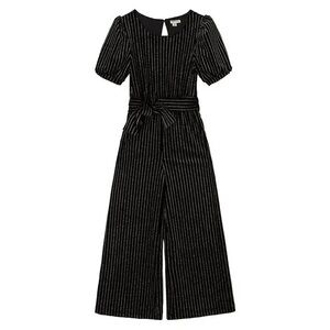 Habitual sparkle‎ pinstripe jumpsuit with waist bow short sleeve size 14 girls